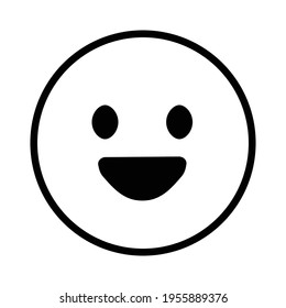 Cute solid line social media grinning face emoji on white background. Royalty-free.