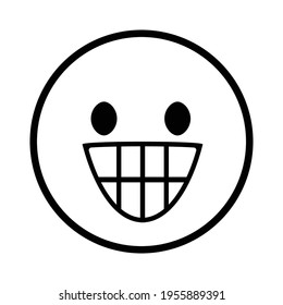 Cute solid line social media grimacing face emoji on white background. Royalty-free.