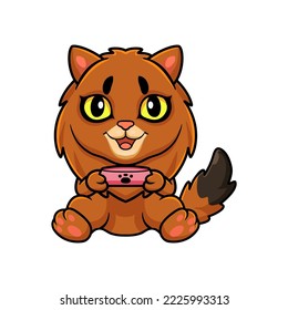 Cute somali cat cartoon holding food bowl