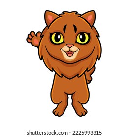 Cute somali cat cartoon waving hand