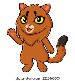 Cute somali cat cartoon waving hand