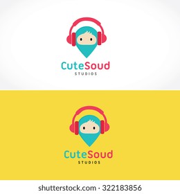 Cute Sound Ninja Logo Template