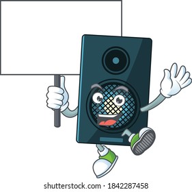 Cute sound system mascot design smiley with rise up a board. Vector illustration