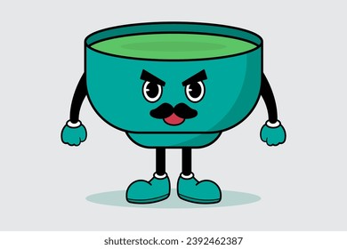Cute Soup Bowl Cartoon Character Mascot Vector Illustration