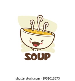 cute soup character mascot template. suitable for use as logos, cards, posters, labels, menus etc.