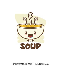 cute soup character mascot template. suitable for use as logos, cards, posters, labels, menus etc.