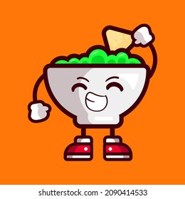 vector de personaje de comida de sopa linda