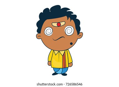 Cute South Indian Man Character . Vector Illustration. Isolated on white background.