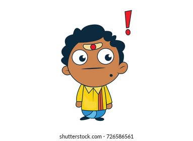 Cute South Indian Man Character . Vector Illustration. Isolated on white background.