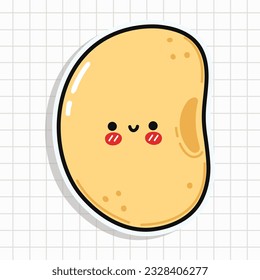 Cute Soy Bean sticker character. Vector hand drawn cartoon kawaii character illustration icon. Fun Soy Bean sticker character concept