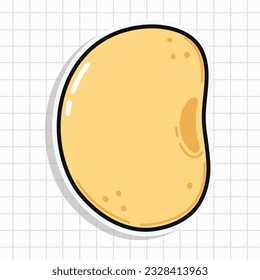 Carácter de pegatina Cute Soy Bean. Caricatura dibujada a mano del vector icono de ilustración del personaje kawaii. Concepto de carácter sticker de Fun Soy Bean