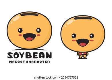 cute soybean mascot, suitable for logos, packaging labels, stickers, etc.