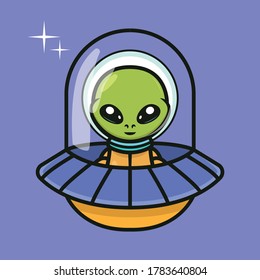 Cute space alien mascot design illustration
