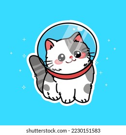 Cute Space Astronaut Cat Vector Illustration