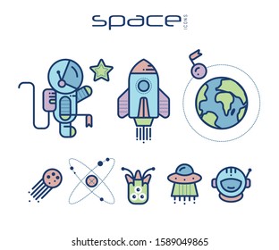 Cute SPACE astronomy icon set