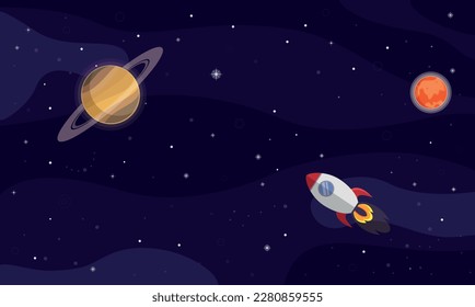 Cute space background. Outer space, travel through the universe.	