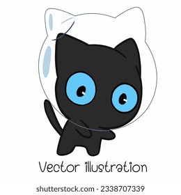 Cute space black cat vector illustration