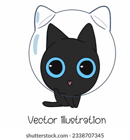 Cute space black cat vector illustration