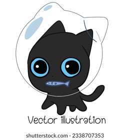Cute space black cat vector illustration