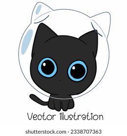 Cute space black cat vector illustration