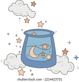Cute Space Flasche Cartoon Vektorsymbol Illustration. Flaches Cartoon-Konzept