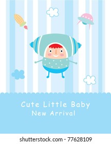 cute space boy baby arrival greeting card
