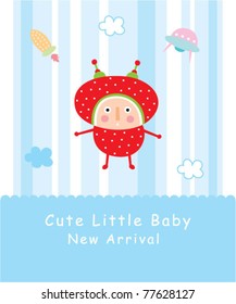 cute space boy baby arrival greeting card
