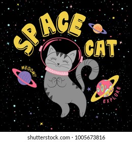 Cute Space Cat Graphic