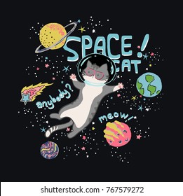 Cute Space Cat Graphic 