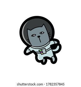 Cute space cat, Kitty drawings, good for stickers, t shirt design, print, cartoon, art