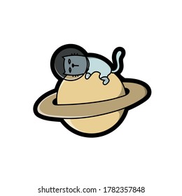 Cute space cat, Kitty drawings, good for stickers, t shirt design, print, cartoon, art