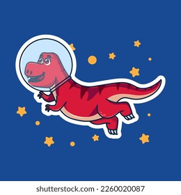 cute space dinosaur cartoon illustration