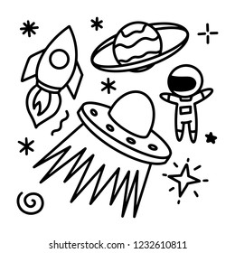 Cute space doodle illustration background