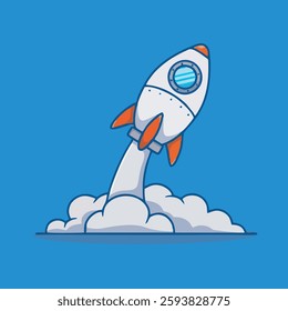 Cute space plane take off vector children's illustration Q edition vector cartoon illustration