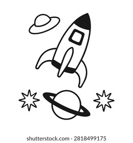 Cute Space Rocket Cartoon