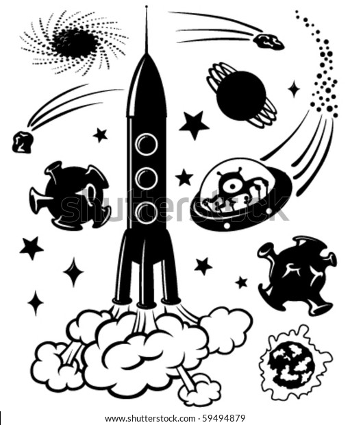 Cute Space Silhouettes Vector Illustration Stock Vector (Royalty Free ...