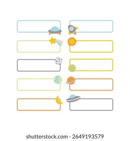 Cute Space Themed Name Tags for Children Collection