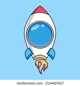 Cute Spaceship Cartoon Design Illustration