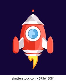 Cute Spaceship on the Space . Isolated Vector Elements