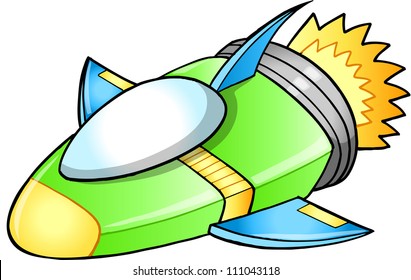 Cute Spaceship Rocket Vector Illustration