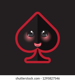 cute "spade" cartoon images in kawaii anime style With a funny expression, isolated with solid colored background.