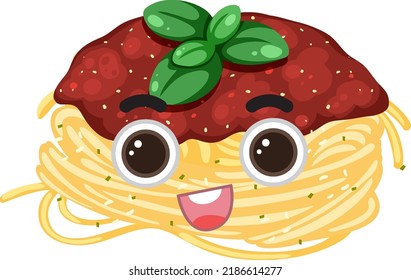 Cute spaghetti cartoon character illustration