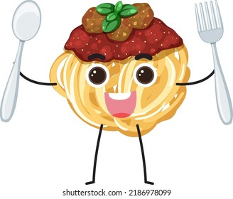 Cute spaghetti cartoon character illustration