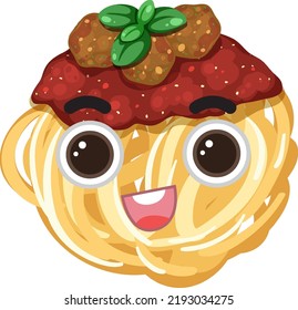 Cute spaghetti cartoon character illustration