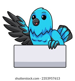 Cute spangled cotinga bird cartoon waving hand