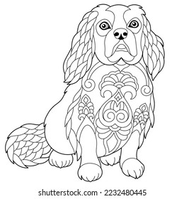 Perro de espátula. Página del libro de colorear para adultos en estilo mandala