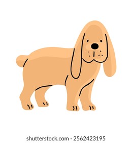 Cute spaniel dog. A pet is a friend. Little cheerful puppy. Animal character. Cartoon vector illustration isolated on white background