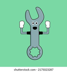 Muestra de mascota de spanner 
 músculo bicep del vector de ilustración