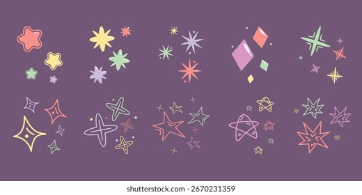 Cute Sparkle Decoration Vector Bundle 