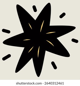 Cute sparkle and star doodles in black silhouette style. Ideal for decorative projects, scrapbooking, kids crafts, stickers, and digital prints. Fun and minimal star icons.